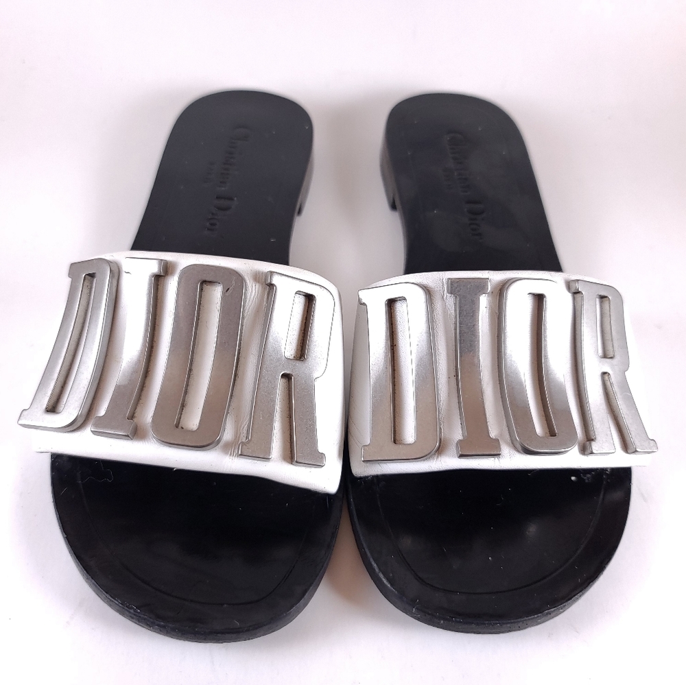 CHRISTIAN DIOR Logo Slide Sandals size 36